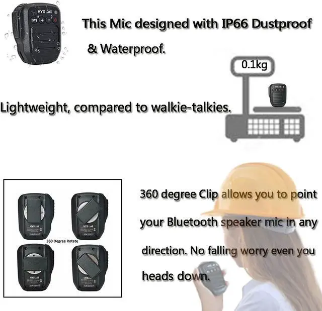 Alt view image 7 of 7 - Wireless Bluetooth Speaker Mic Shoulder Microphone With Wireless Bluetooth Earpiece Headset Earpiece for Android Zello KODIAK
