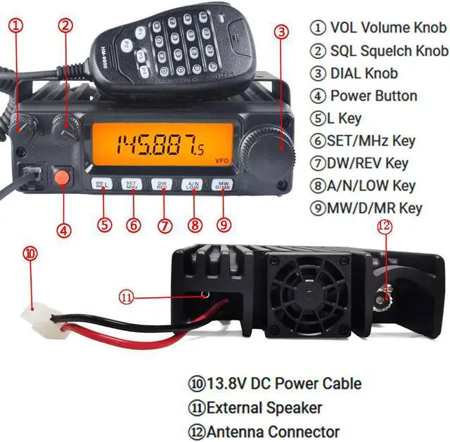 Alt view image 4 of 7 - 80W Car Ham Radio Mobile Transceiver VHF134-174MHz Compact Amateur Walkie Talkie Two Way Radio