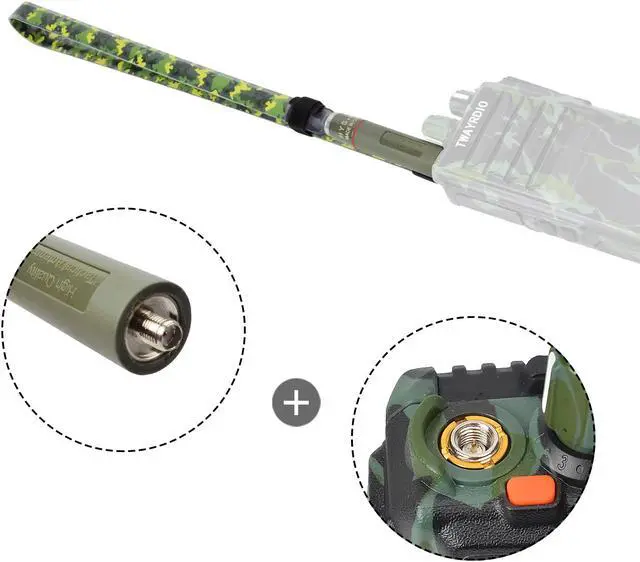 Alt view image 3 of 7 - Walkie Talkie Foldable CS Tactical Antenna SMA-Female Dual Band Camouflage Antenna for Baofeng UV-5R UV82 Ham Radio Accessories