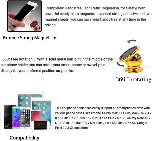 Alt view image 4 of 7 - Magnetic Car Phone Holder For iPhone 12 11 X Samsung Magnet Mount Car Holder Phone in Car Cell Mobile Phone Holder