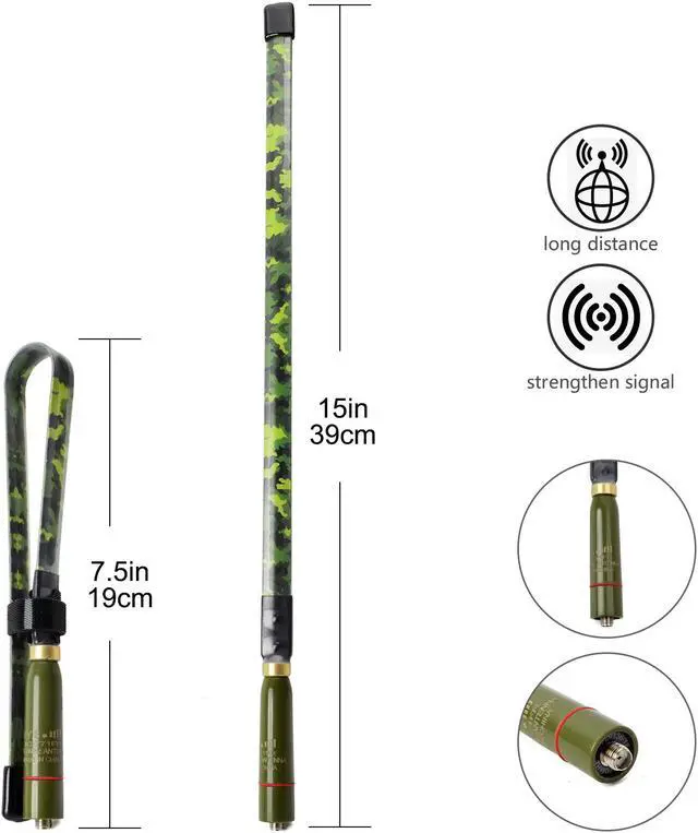 Alt view image 5 of 7 - HYS Dual Band VHF UHF 144/430Mhz 15inch Foldable CS Tactical SMA Female Ham Radio Antenna for Baofeng UV-5R UV-82 BF-F8HP Ham Two Way Radio