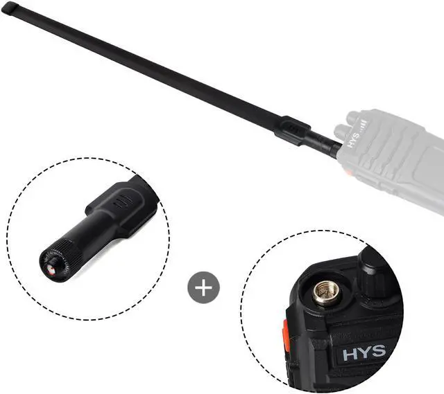 Alt view image 7 of 7 - HYS Tactical Antenna Dual Band VHF UHF Mini SMA-Female 144/430Mhz Flexible Antenna for Baofeng UV-5R UV82 GT-3 BF-F8HP Kenwood Two Way Radio