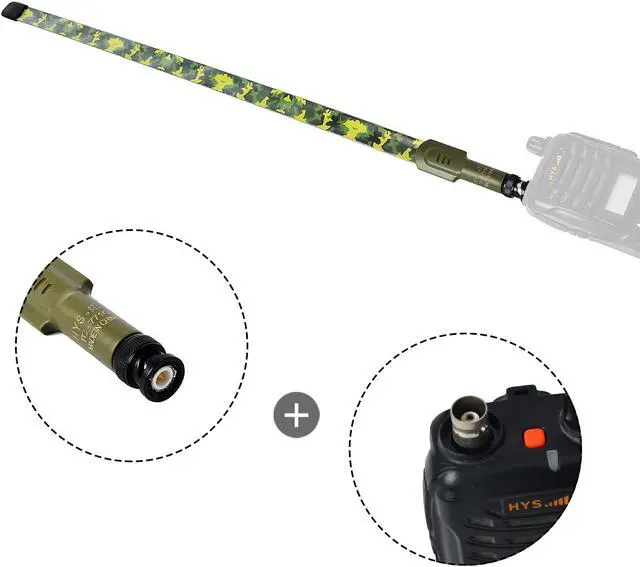 Alt view image 6 of 7 - HYS CS Tactical Antenna BNC Dual Band 144/430Mhz 2m/70cm Foldable Camouflage Antenna for Kenwood TK300 TK320 ICOM IC-W32 IC-V80 Yaesu Vertex Two Way Radio