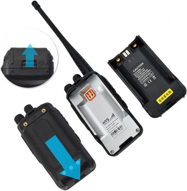Alt view image 4 of 7 - HYS Rechargeable Long Range Two-Way Radios with Earpiece  UHF 400-470MHZ Walkie Talkies Li-ion Battery and Charger