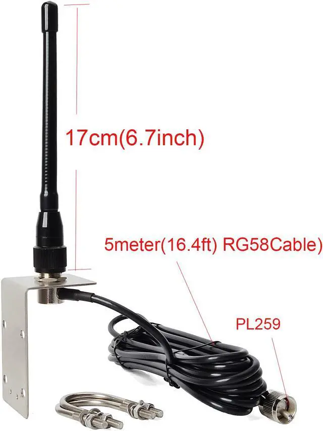 Alt view image 5 of 7 - HYS VHF 2meter 156-163MHz 50W 6.7inch Marine Boat Stubby Rubber Antenna with 5M (16.4ft) RG58 Cable and L Shape Fender Mount Bracket for Uniden Icom Cobra Yaesu Midland Marine Radio Transceiver