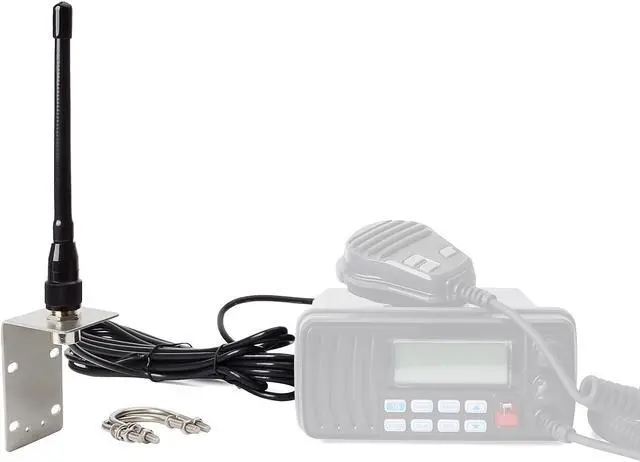 Alt view image 3 of 7 - HYS VHF 2meter 156-163MHz 50W 6.7inch Marine Boat Stubby Rubber Antenna with 5M (16.4ft) RG58 Cable and L Shape Fender Mount Bracket for Uniden Icom Cobra Yaesu Midland Marine Radio Transceiver