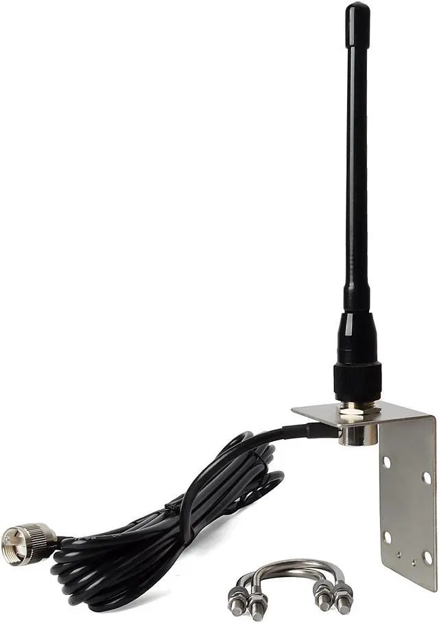 Main image of HYS VHF 2meter 156-163MHz 50W 6.7inch Marine Boat Stubby Rubber Antenna with 5M (16.4ft) RG58 Cable and L Shape Fender Mount Bracket for Uniden Icom Cobra Yaesu Midland Marine Radio Transceiver