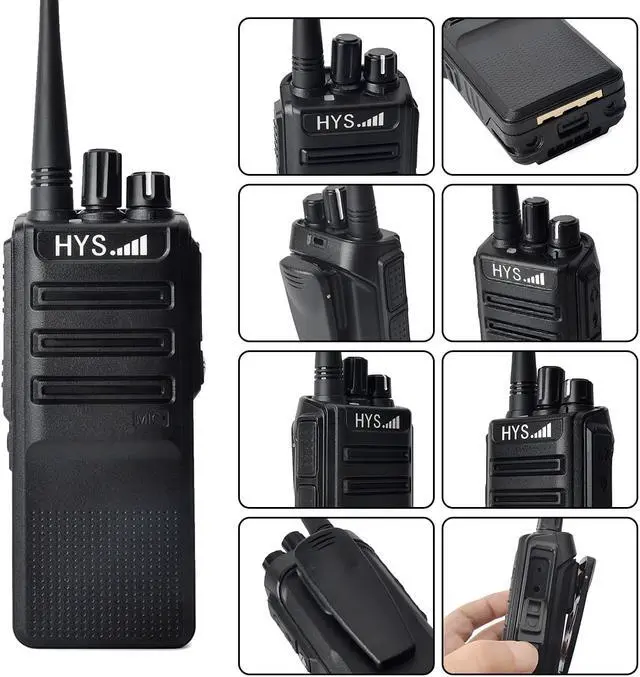 Alt view image 7 of 7 - HYS Walkie Talkie Long Range Rechargeable  UHF 400 - 470 MHz Two Way Radio for Business Office School Church Restaurant Retail(2Packs)