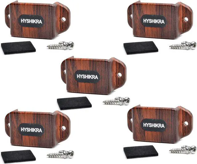 Main image of HYSHIKRA Universal Ham Radio Hanger Holder Mount with Adhesive Back, Pre Drill Holes with Self-Tapping Screw for Baofeng Midland Kenwood Motorola Talkabout Walkie-Talkie(Wood Color Pack of 5)