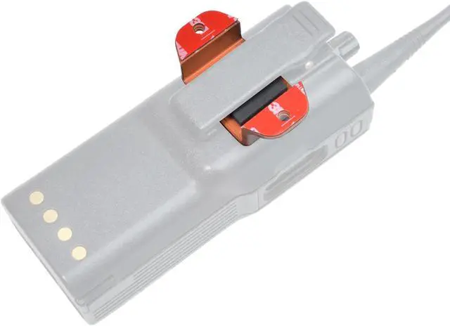 Alt view image 3 of 4 - HYSHIKRA Universal Ham Radio Hanger Holder Mount with Adhesive Back, Pre Drill Holes with Self-Tapping Screw for Baofeng Midland Kenwood Motorola Talkabout Walkie-Talkie(Wood Color Pack of 5)