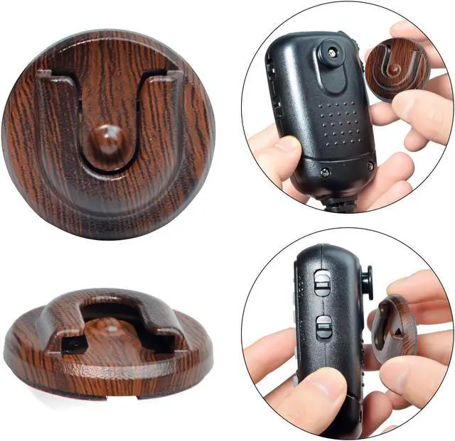 Alt view image 2 of 3 - Universal Ham CB Radio Microphone Hanger, Round Knob Mic Holder Mount with Adhesive Back for Motorola HLN9073B CDM1250 CDM750 GM300 M1225 GM3688 Kenwood TK768G TK868G TM471A (Pack of 5 Wood Color)