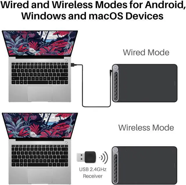 Alt view image 6 of 7 - Huion Inspiroy Dial Q620M Wireless Graphics Drawing Tablet 10 x 6 Inch, 8 Press Keys and Dial Controller, Tilt Function, Android Supported, Ideal Use for Distance Education and Wed Conference