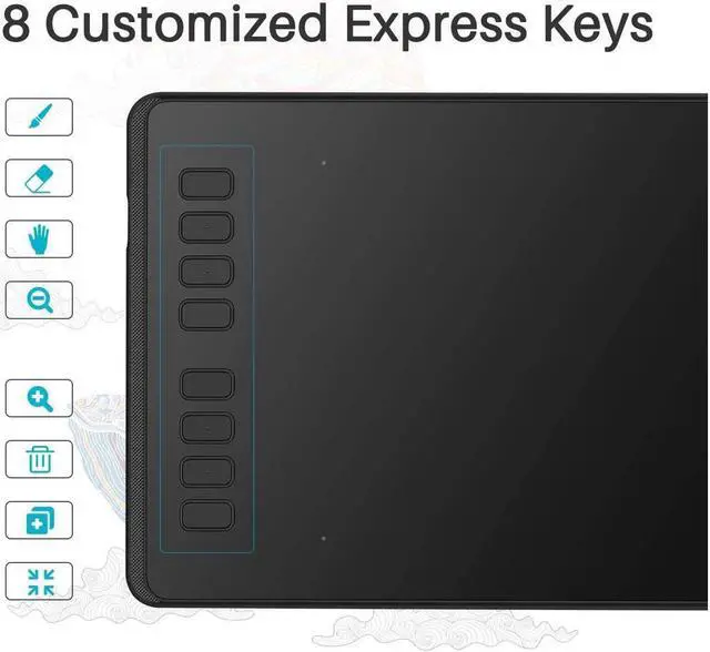 Alt view image 2 of 7 - Huion Inspiroy H950P Graphics Drawing Tablet with Tilt Response Battery-Free Stylus and 8192 Pen Pressure