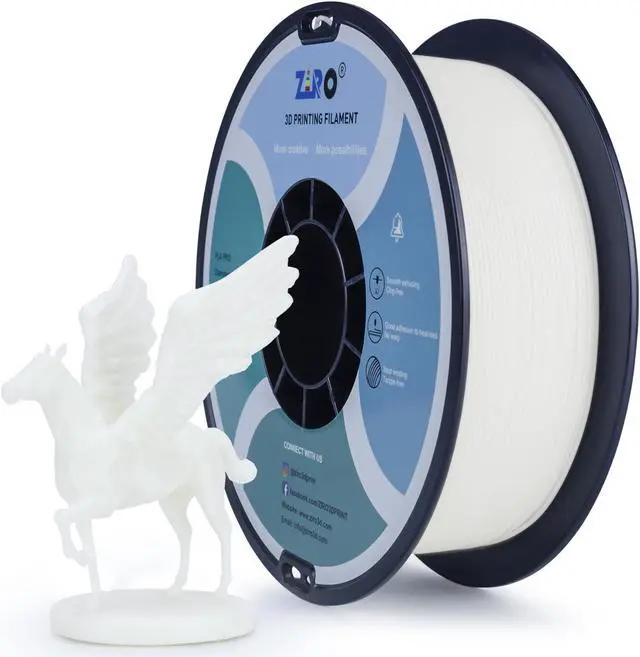 Main image of ZIRO PLA Pro 3D Printer Filament, Dimensional Accuracy +/- 0.03 mm, 1kg Spool, 1.75mm White