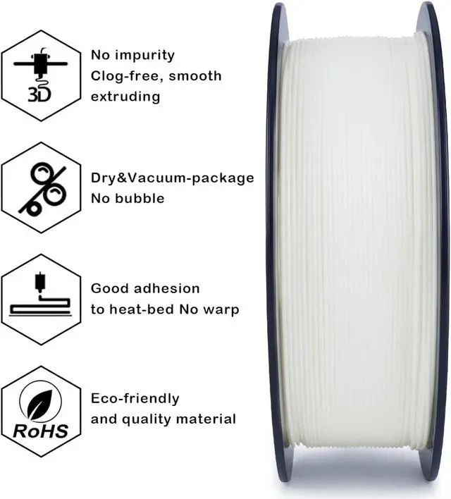 Alt view image 3 of 5 - ZIRO PLA Pro 3D Printer Filament, Dimensional Accuracy +/- 0.03 mm, 1kg Spool, 1.75mm White