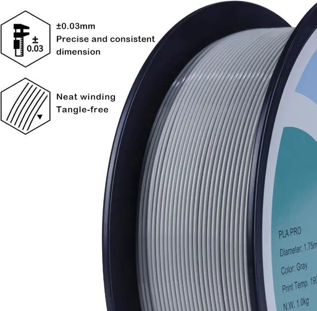 Alt view image 2 of 6 - ZIRO PLA Pro 3D Printer Filament, Dimensional Accuracy +/- 0.03 mm, 1kg Spool, 1.75mm Gray