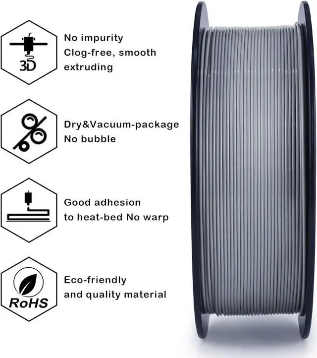 Alt view image 3 of 6 - ZIRO PLA Pro 3D Printer Filament, Dimensional Accuracy +/- 0.03 mm, 1kg Spool, 1.75mm Gray