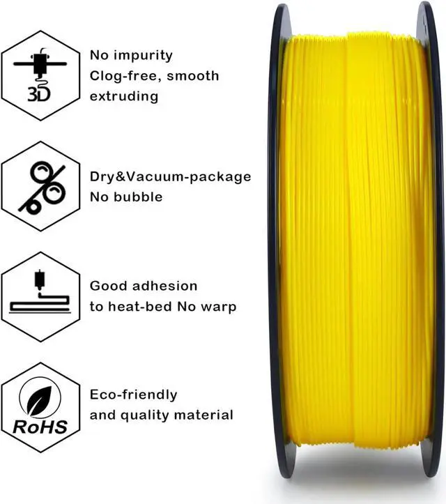 Alt view image 3 of 6 - ZIRO PLA Pro 3D Printer Filament, Dimensional Accuracy +/- 0.03 mm, 1kg Spool, 1.75mm Yellow
