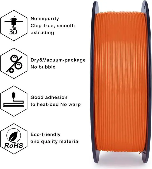 Alt view image 7 of 7 - ZIRO PLA Pro 3D Printer Filament, Dimensional Accuracy +/- 0.03 mm, 1kg Spool, 1.75mm Fluorescent Orange