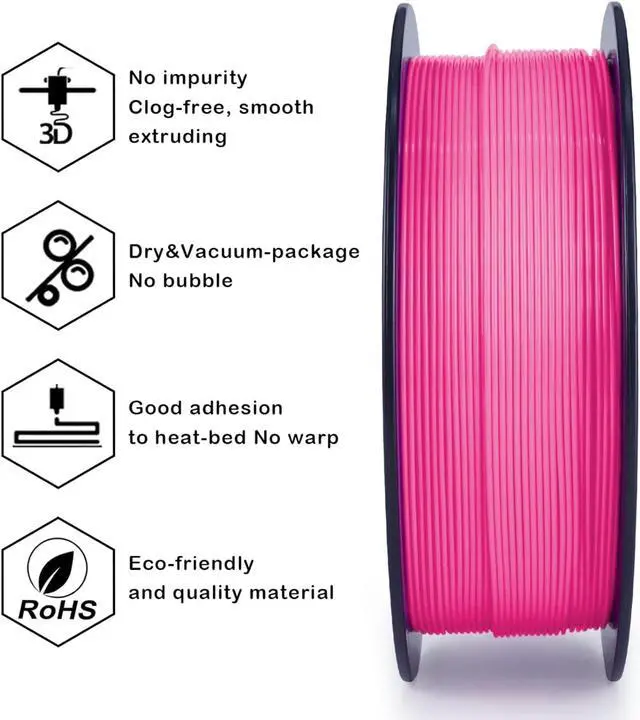 Alt view image 3 of 6 - ZIRO PLA Pro 3D Printer Filament, Dimensional Accuracy +/- 0.03 mm, 1kg Spool, 1.75mm Rose Pink