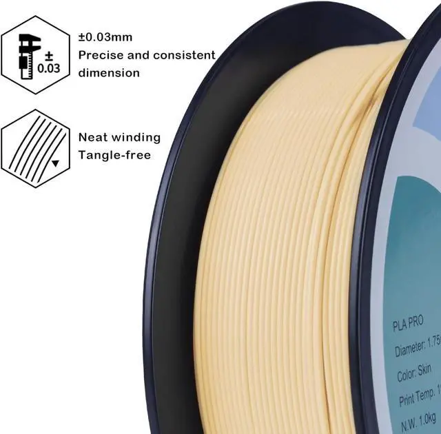 Alt view image 2 of 6 - ZIRO PLA Pro 3D Printer Filament, Dimensional Accuracy +/- 0.03 mm, 1kg Spool, 1.75mm Skin Beige