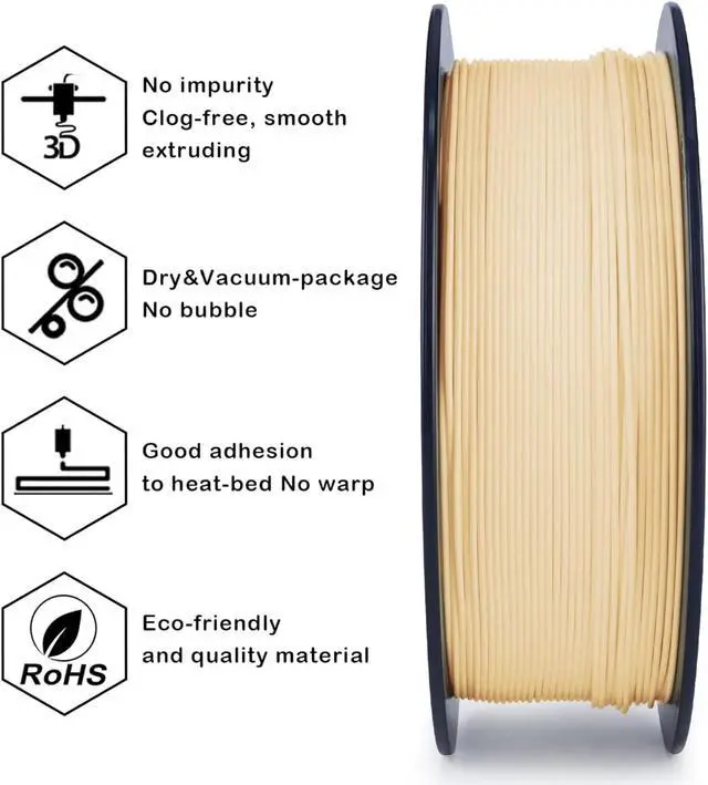Alt view image 3 of 6 - ZIRO PLA Pro 3D Printer Filament, Dimensional Accuracy +/- 0.03 mm, 1kg Spool, 1.75mm Skin Beige