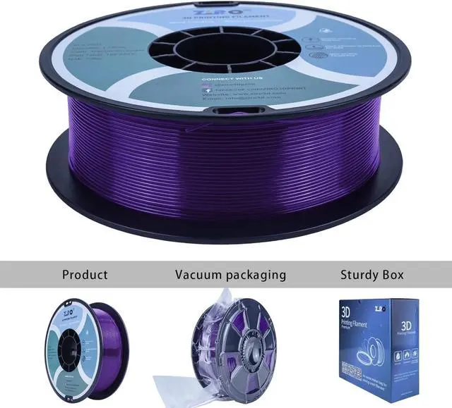 Alt view image 6 of 7 - ZIRO PLA Pro 3D Printer Filament, Dimensional Accuracy +/- 0.03 mm, 1kg Spool, 1.75mm Transparent Purple