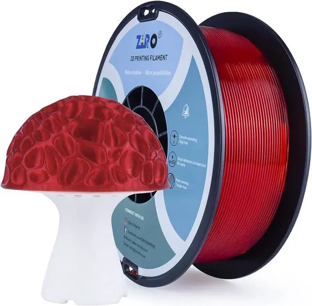 Main image of ZIRO PLA Pro 3D Printer Filament, Dimensional Accuracy +/- 0.03 mm, 1kg Spool, 1.75mm Transparent Red