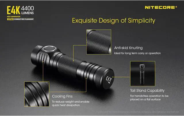 Alt view image 11 of 12 - Nitecore E4K Next Generation 21700 Compact Edc Flashlight