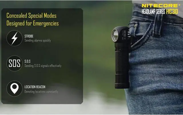 Alt view image 6 of 7 - Nitecore HC30 Headlamp/Flashlight Hybrid - NCHC30