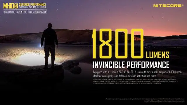 Alt view image 2 of 6 - Nitecore MH10S 1800 Lumen USB-C Rechargeable Flashlight