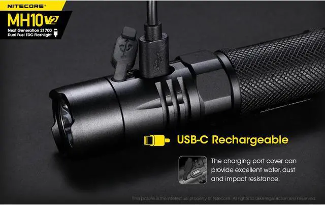 Alt view image 3 of 6 - Nitecore MH10 v2 1200 Lumen USB-C Rechargeable Flashlight