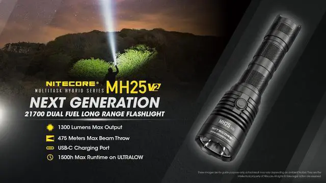 Alt view image 2 of 6 - Nitecore MH25 v2 USB-C Rechargeable Flashlight