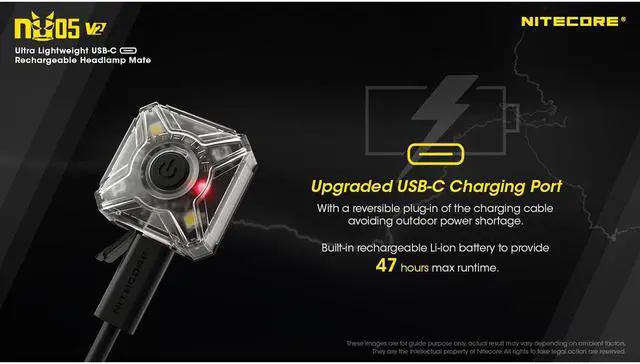 Alt view image 3 of 6 - Nitecore NU05 v2 Rechargeable Red White Safety and Signal Light