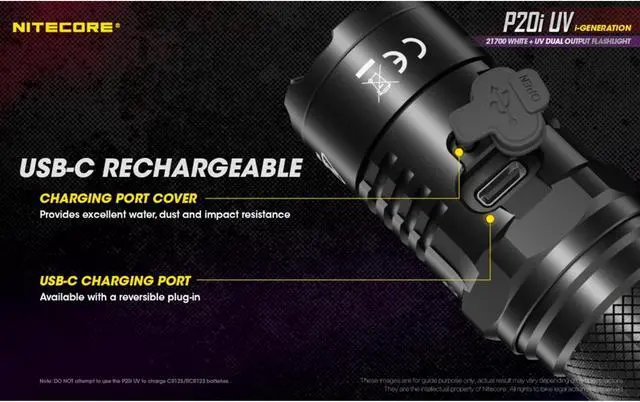 Alt view image 5 of 7 - Nitecore P20i UV 1800 Lumen Rechargeable Flashlight with UV Light