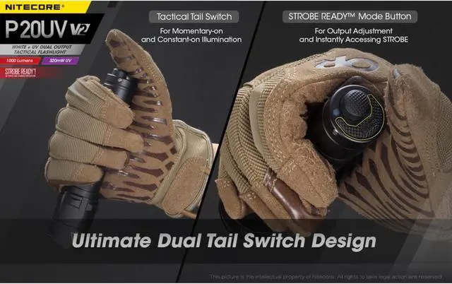 Alt view image 5 of 7 - Nitecore P20UV V2 1000 Lumen LED Flashlight