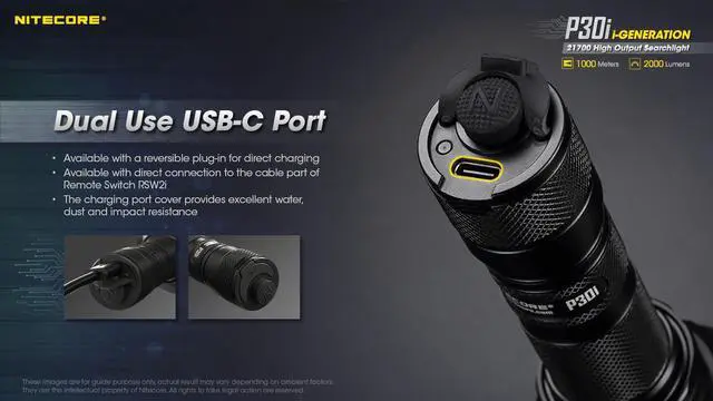 Alt view image 4 of 6 - Nitecore P30i 2000 Lumen 1093 Yard Long Throw Flashlight
