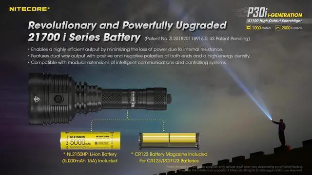 Alt view image 5 of 6 - Nitecore P30i 2000 Lumen 1093 Yard Long Throw Flashlight