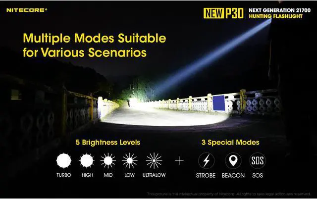 Alt view image 5 of 6 - Nitecore NEW P30 1000 Lumen 676 Yard Long Throw Hunting Flashlight