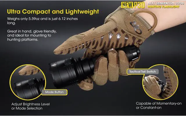 Alt view image 4 of 6 - Nitecore NEW P30 1000 Lumen 676 Yard Long Throw Hunting Flashlight