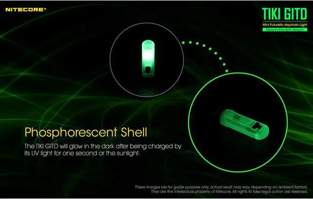 Alt view image 4 of 7 - Nitecore TIKI GITD 300 Lumen Rechargeable Keychain Flashlight