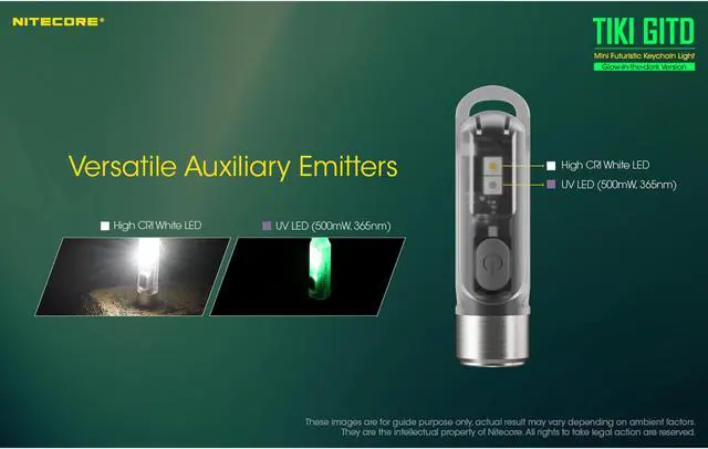 Alt view image 5 of 7 - Nitecore TIKI GITD 300 Lumen Rechargeable Keychain Flashlight