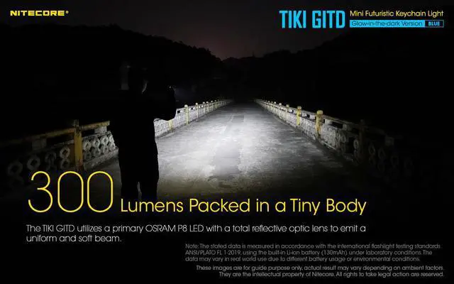 Alt view image 3 of 7 - Nitecore TIKI GITD-Blue Keychain Light