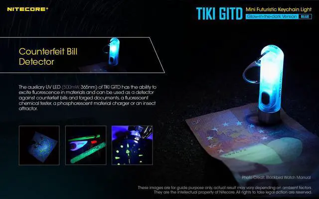 Alt view image 4 of 7 - Nitecore TIKI GITD-Blue Keychain Light