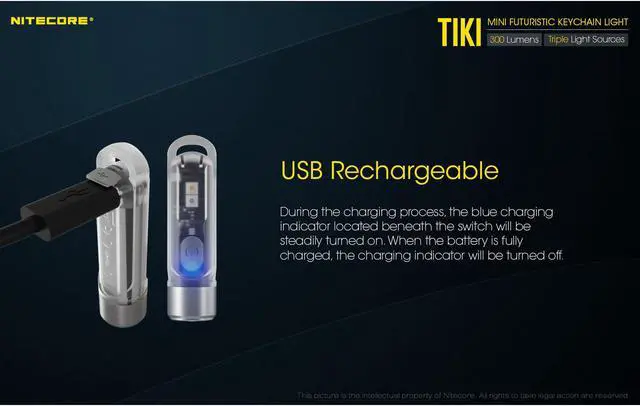 Alt view image 6 of 7 - Nitecore TIKI 300 Lumen Rechargeable Keychain Flashlight