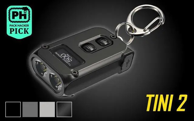 Alt view image 2 of 7 - Nitecore TINI 2 500 Lumen Rechargeable Keychain Flashlight (Gray)