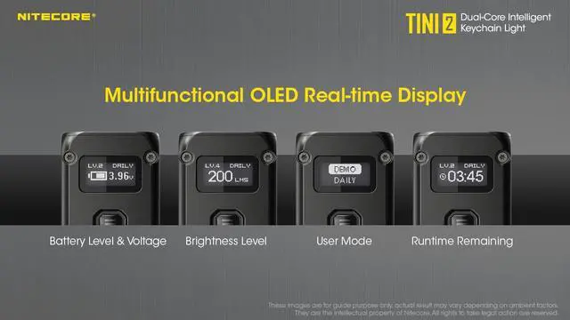 Alt view image 4 of 7 - Nitecore TINI 2 500 Lumen Rechargeable Keychain Flashlight (Gray)