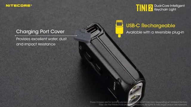 Alt view image 5 of 7 - Nitecore TINI 2 500 Lumen Rechargeable Keychain Flashlight (Gray)