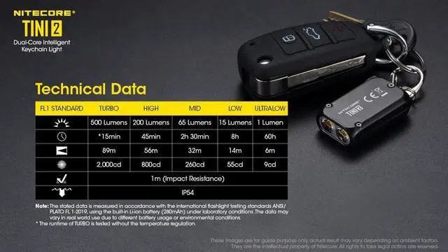 Alt view image 7 of 7 - Nitecore TINI 2 500 Lumen Rechargeable Keychain Flashlight (Gray)
