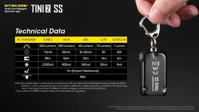 Alt view image 6 of 6 - Nitecore TINI 2 500 Lumen Rechargeable Keychain Flashlight (Stainless Steel)